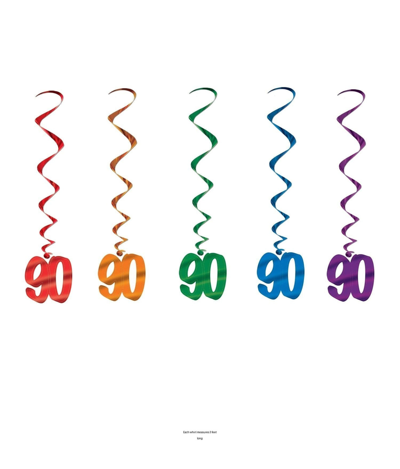 30 Piece Bulk 90th Birthday Party Whirls - Asst colors