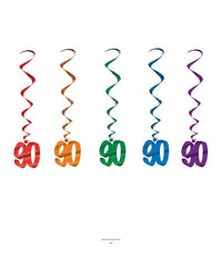 30 Piece Bulk 90th Birthday Party Whirls - Asst colors