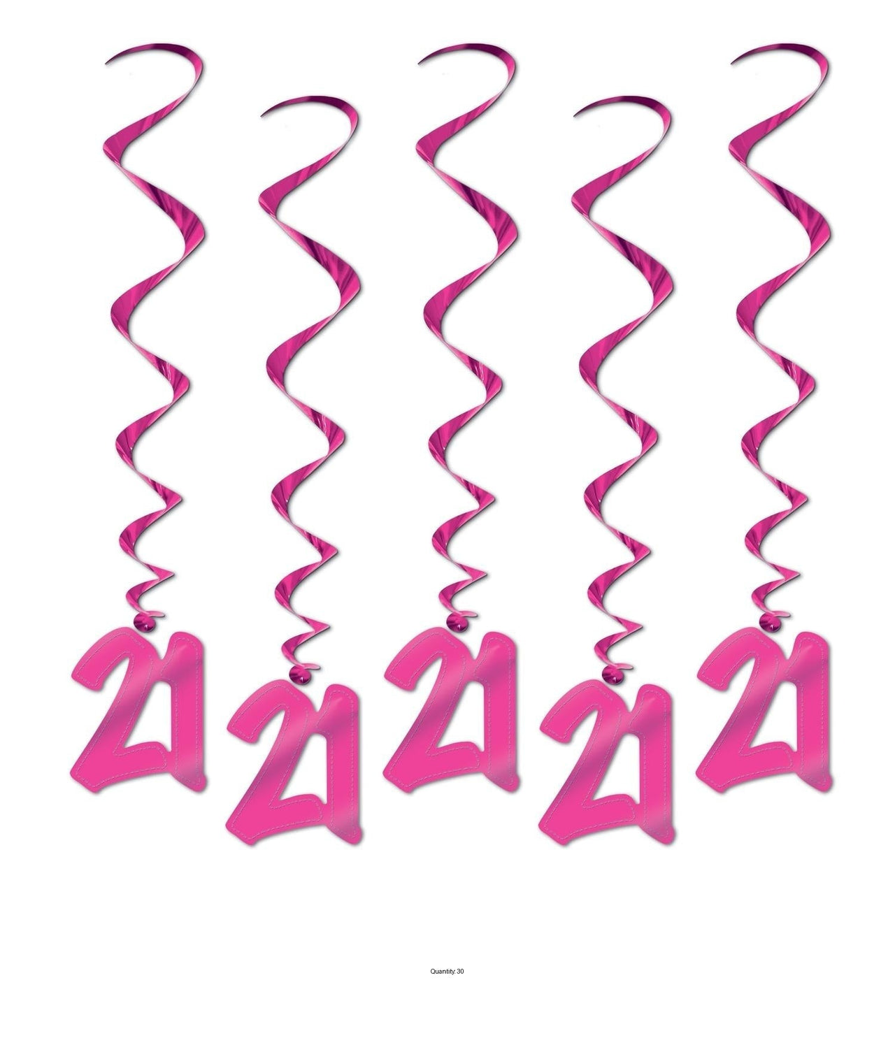 30 Piece Bulk 21st Birthday Party Whirls Pink