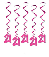 30 Piece Bulk 21st Birthday Party Whirls Pink