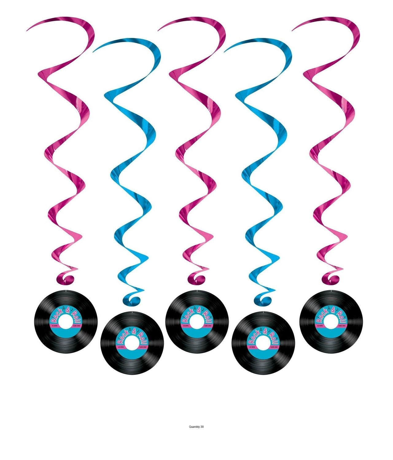 30 Piece Bulk Rock/Roll Record Party Whirls
