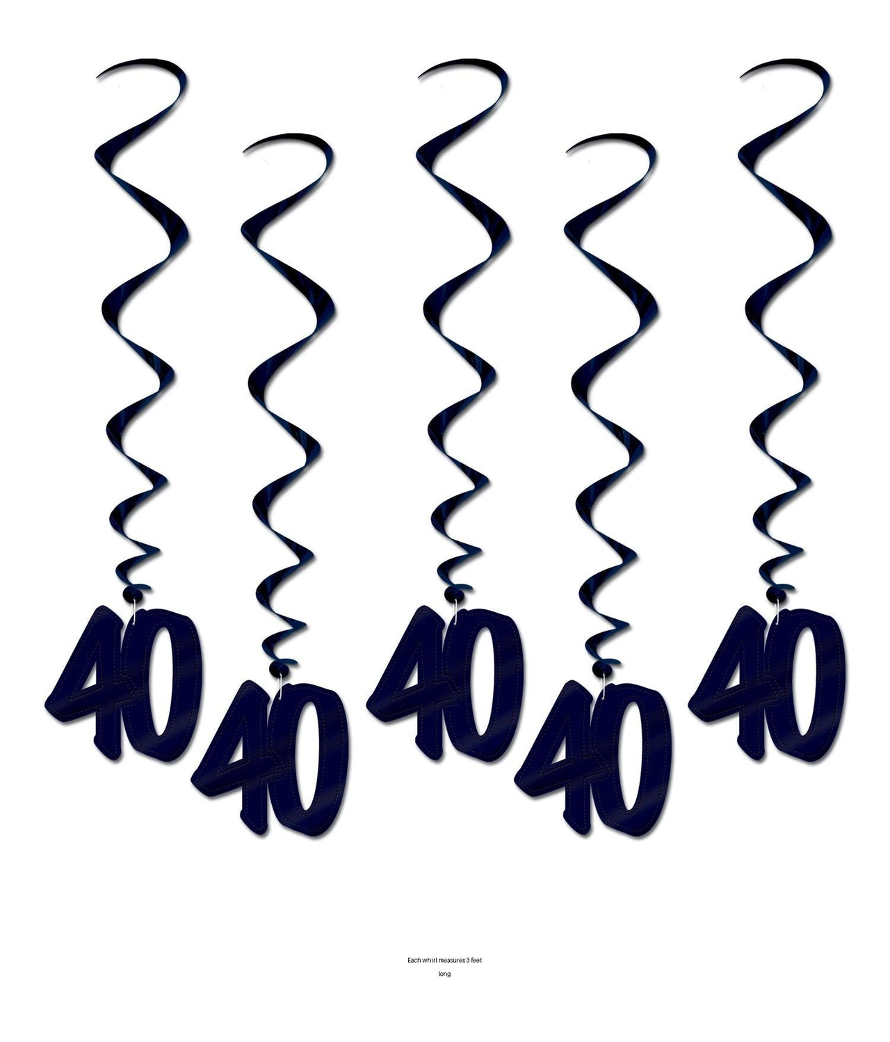 30 Piece Bulk 40th Birthday Party Whirls- Black