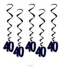 30 Piece Bulk 40th Birthday Party Whirls- Black