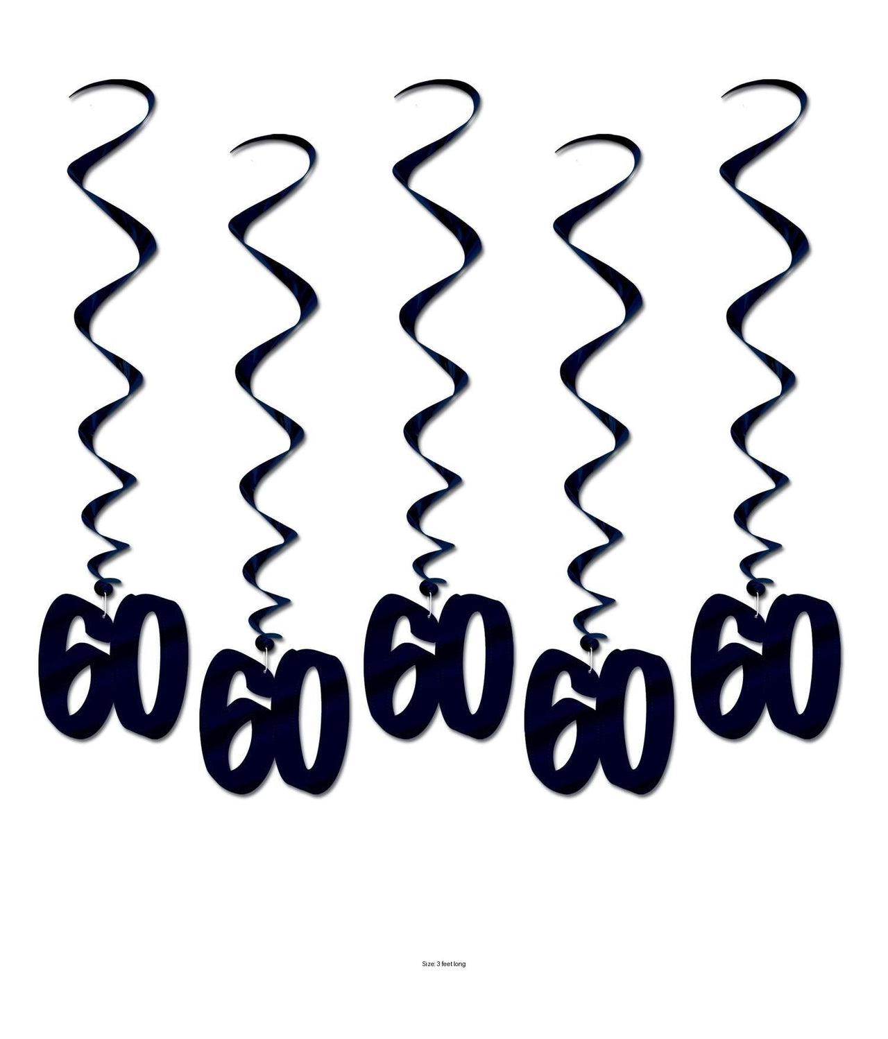 30 Piece Bulk 60th Birthday Party Whirls- Black