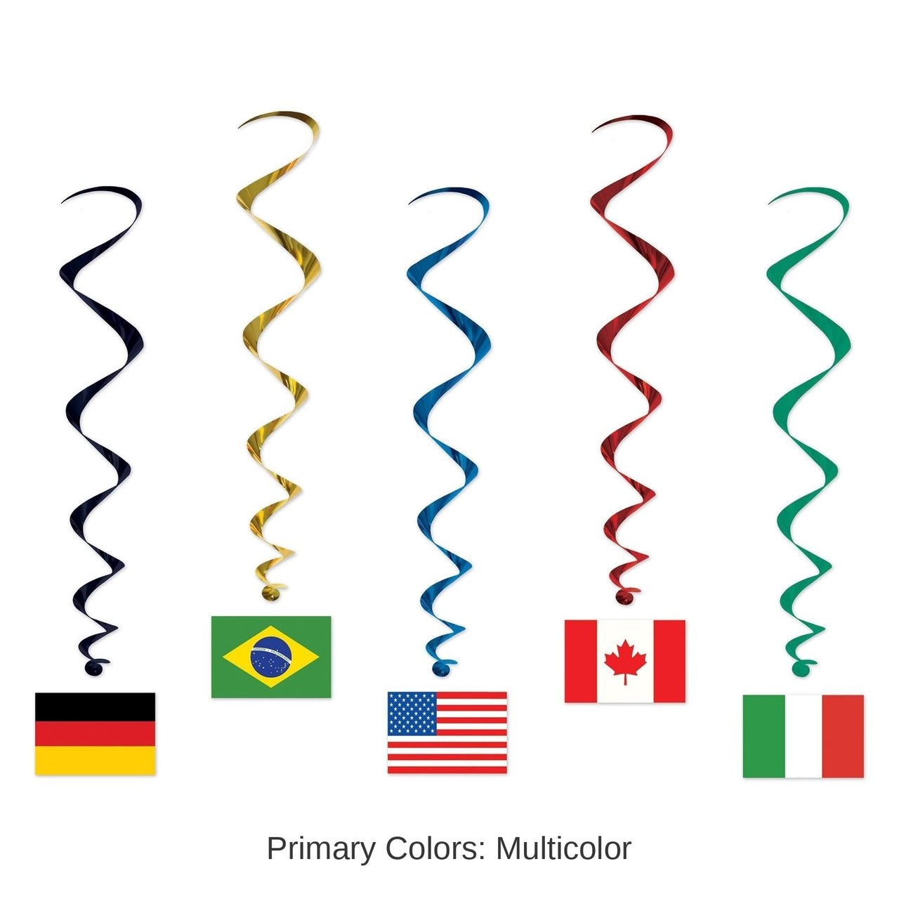 30 Piece Bulk International Flag Party Whirls