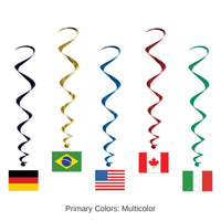 30 Piece Bulk International Flag Party Whirls