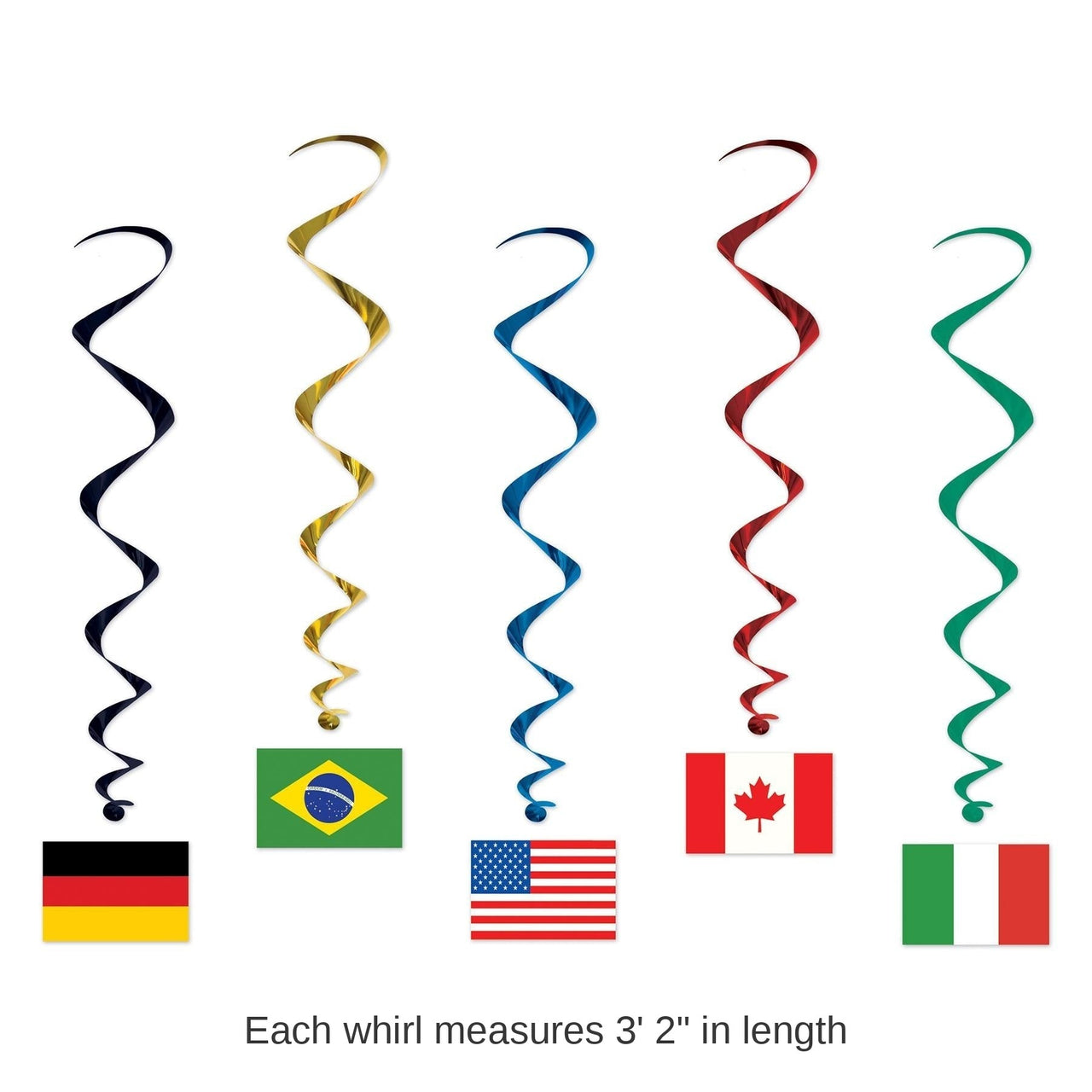 30 Piece Bulk International Flag Party Whirls