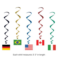 30 Piece Bulk International Flag Party Whirls