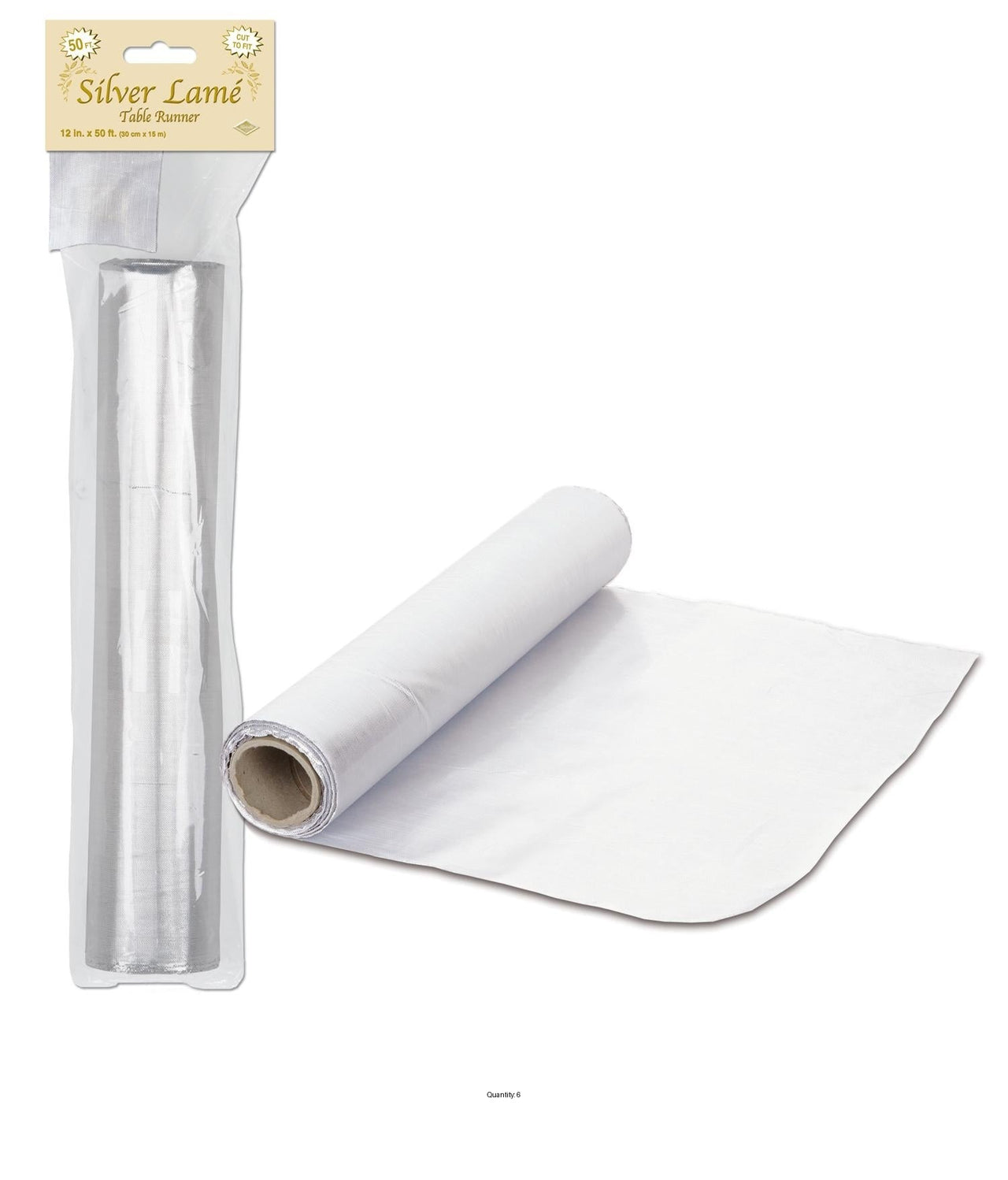 6 Pack Bulk Lame Table Runner - silver - cut to length
