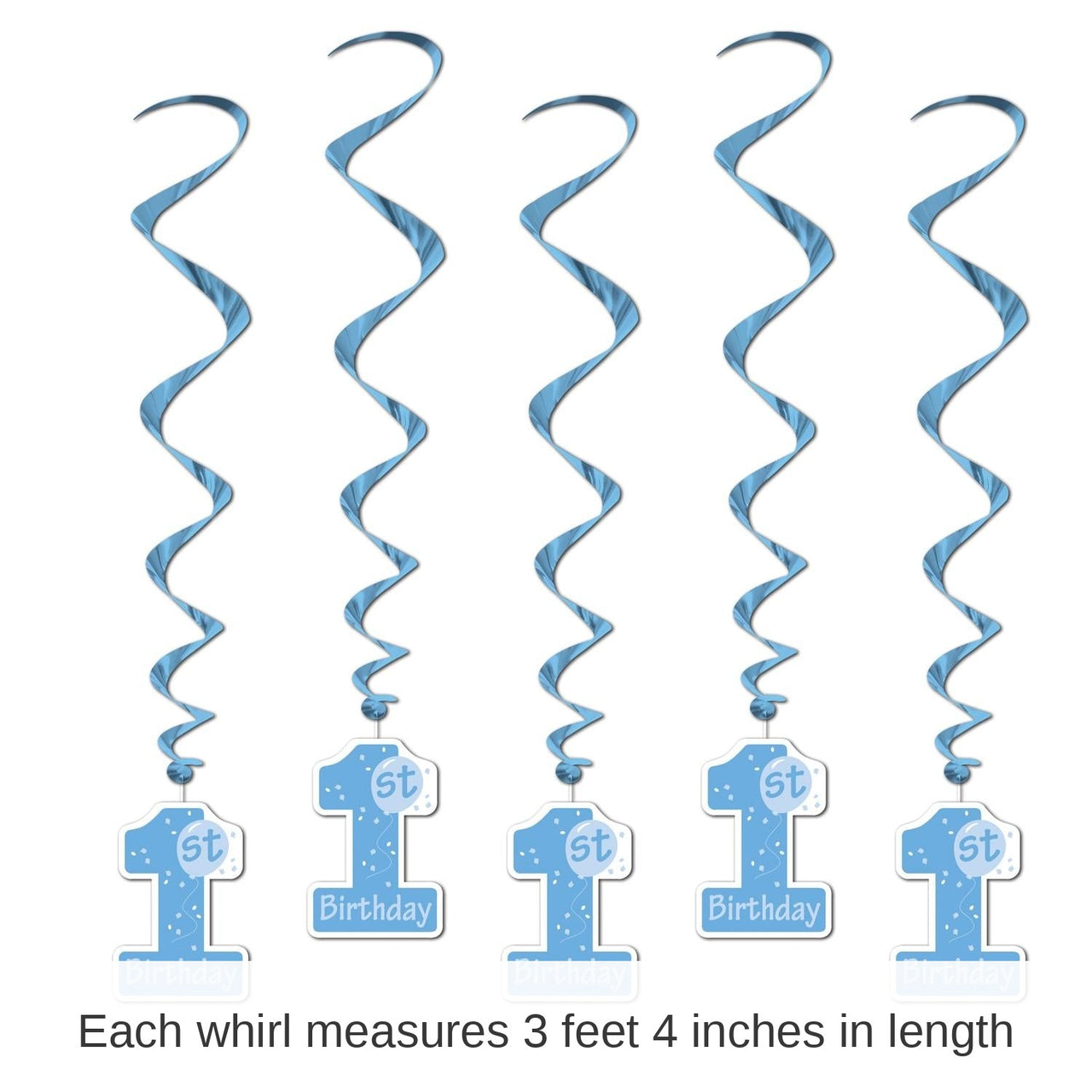 30 Piece Bulk 1st Birthday Party Whirls - blue