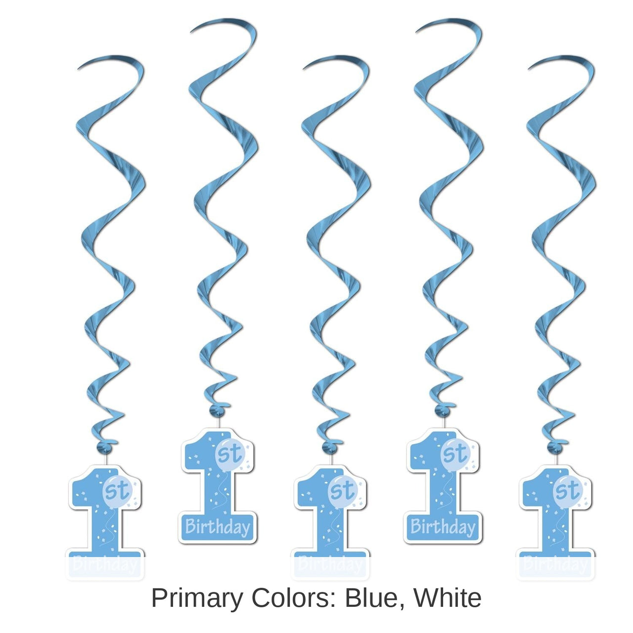 30 Piece Bulk 1st Birthday Party Whirls - blue