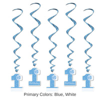 30 Piece Bulk 1st Birthday Party Whirls - blue