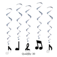30 Piece Bulk Musical Notes Party Whirls - black