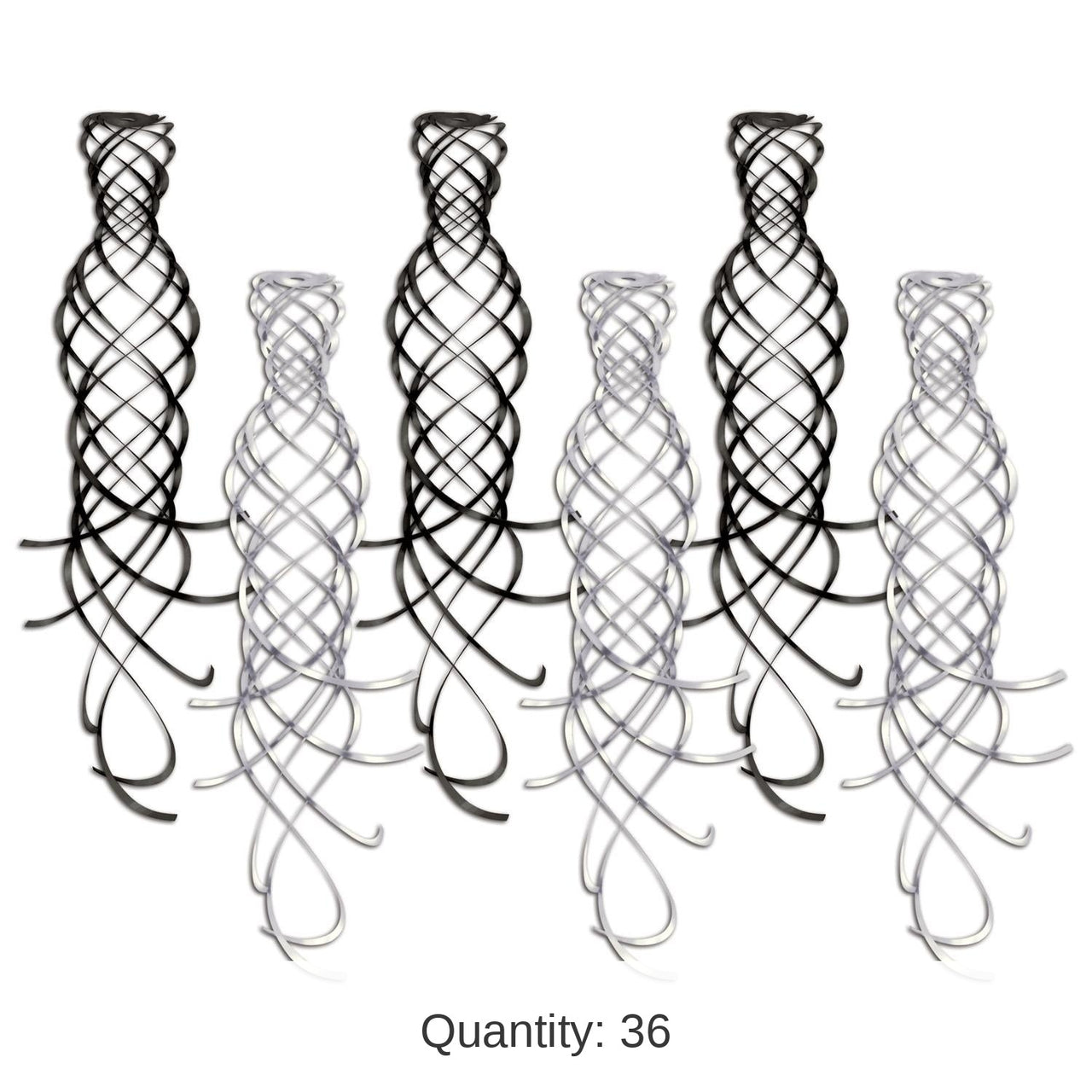36 Piece Bulk Shimmering Whirls Asst Party black/silver