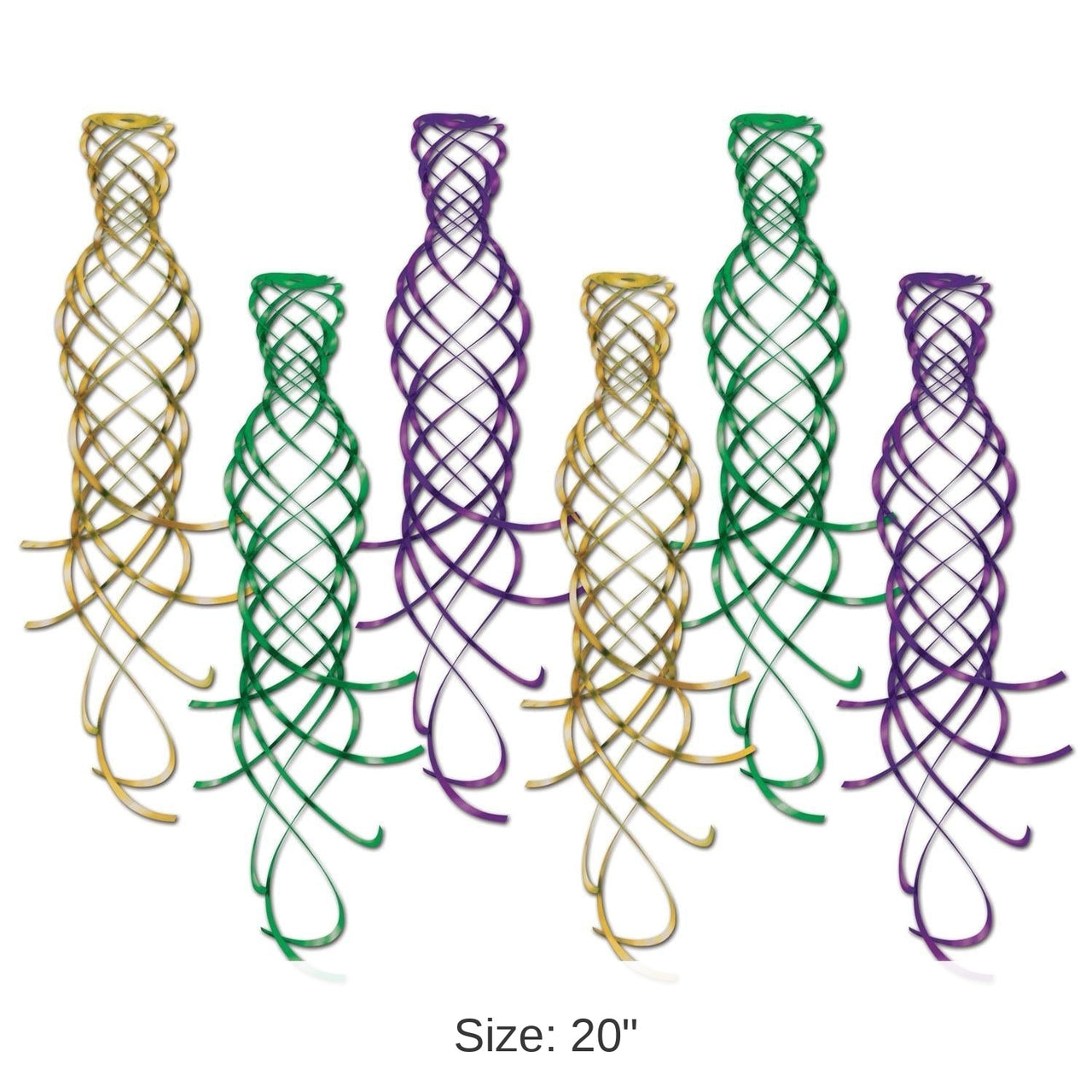 36 Piece Bulk Shimmering Party Whirls Asst gold - green - purple