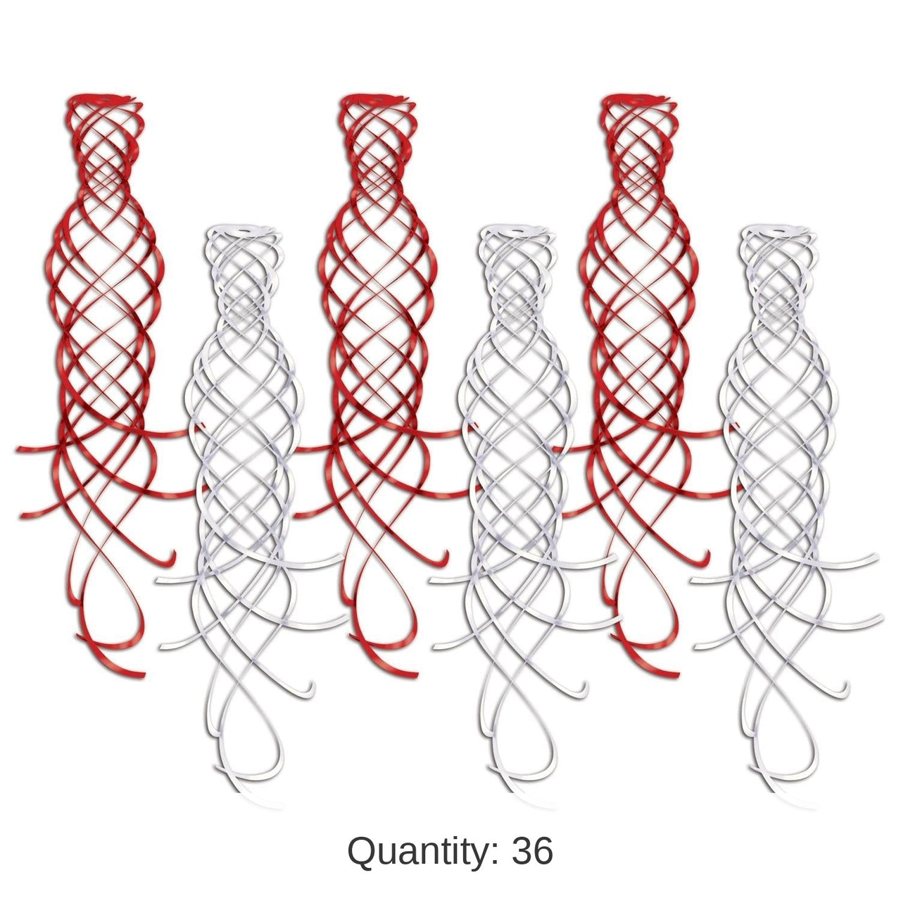 36 Piece Bulk Shimmering Party Whirls Asst red/white