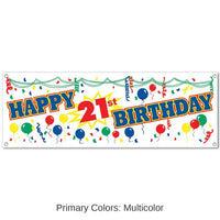 12 Pack Bulk Happy 21st Birthday Party Sign Banner