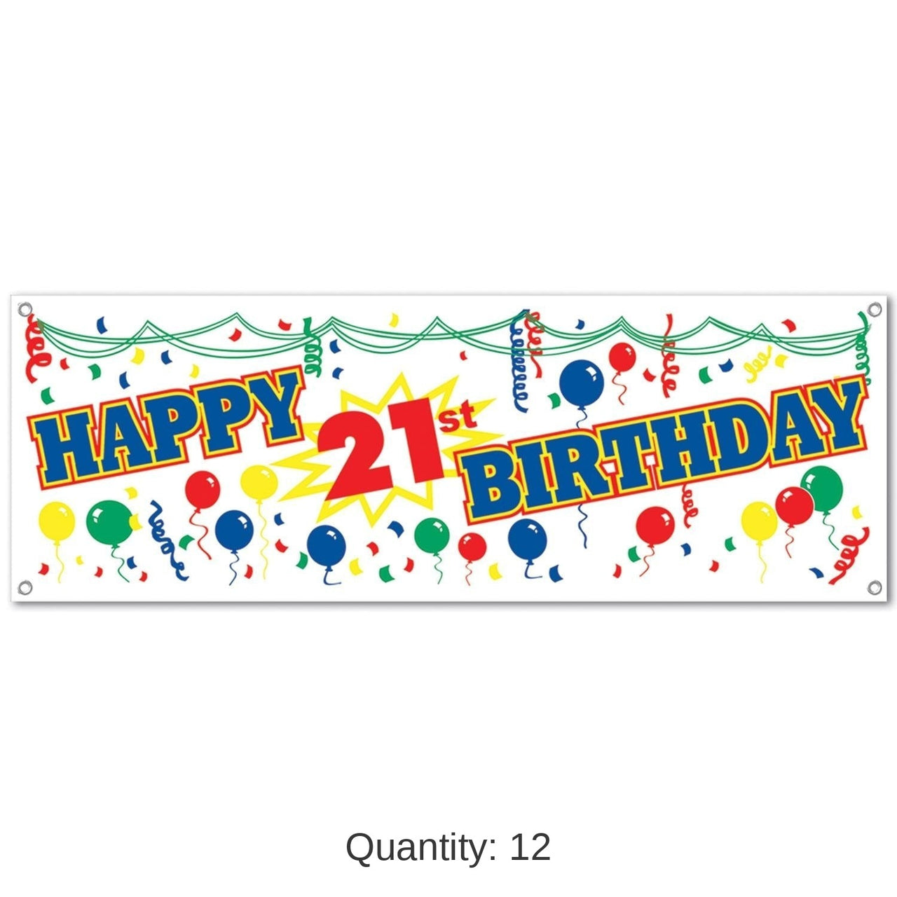 12 Pack Bulk Happy 21st Birthday Party Sign Banner