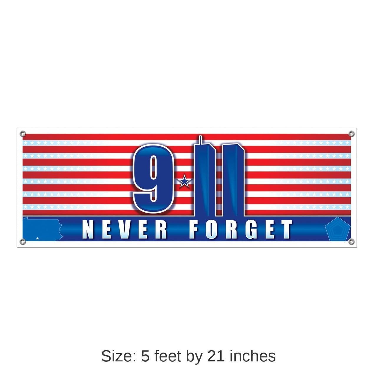 12 Pack Bulk 9/11 Never Forget Party Sign Banner