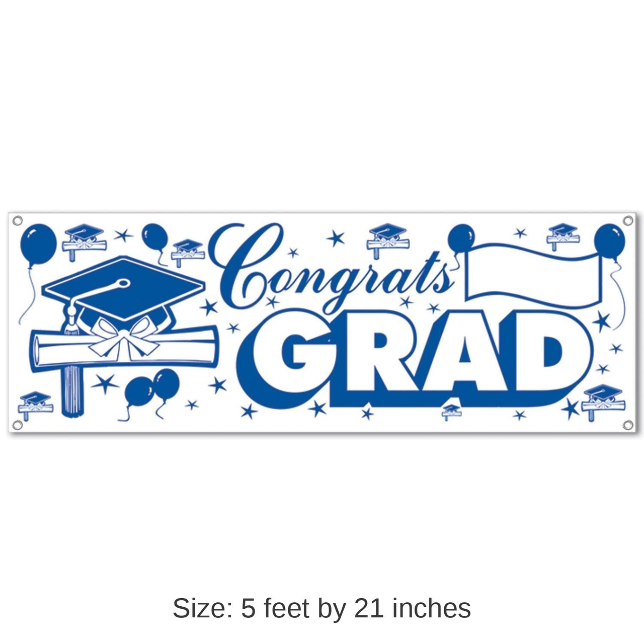 12 Pack Bulk Congrats Grad Graduation Party Sign Banner - blue/white