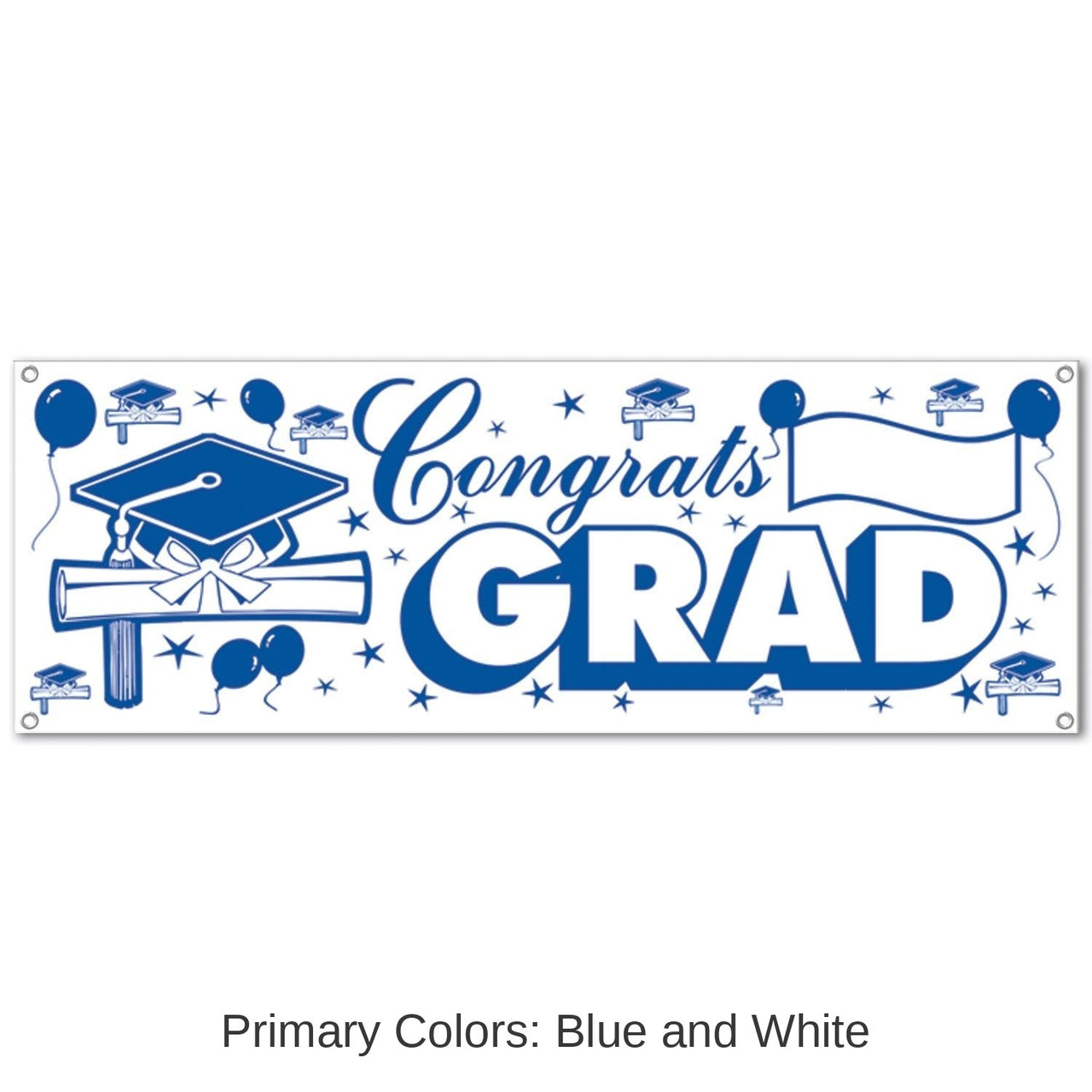 12 Pack Bulk Congrats Grad Graduation Party Sign Banner - blue/white