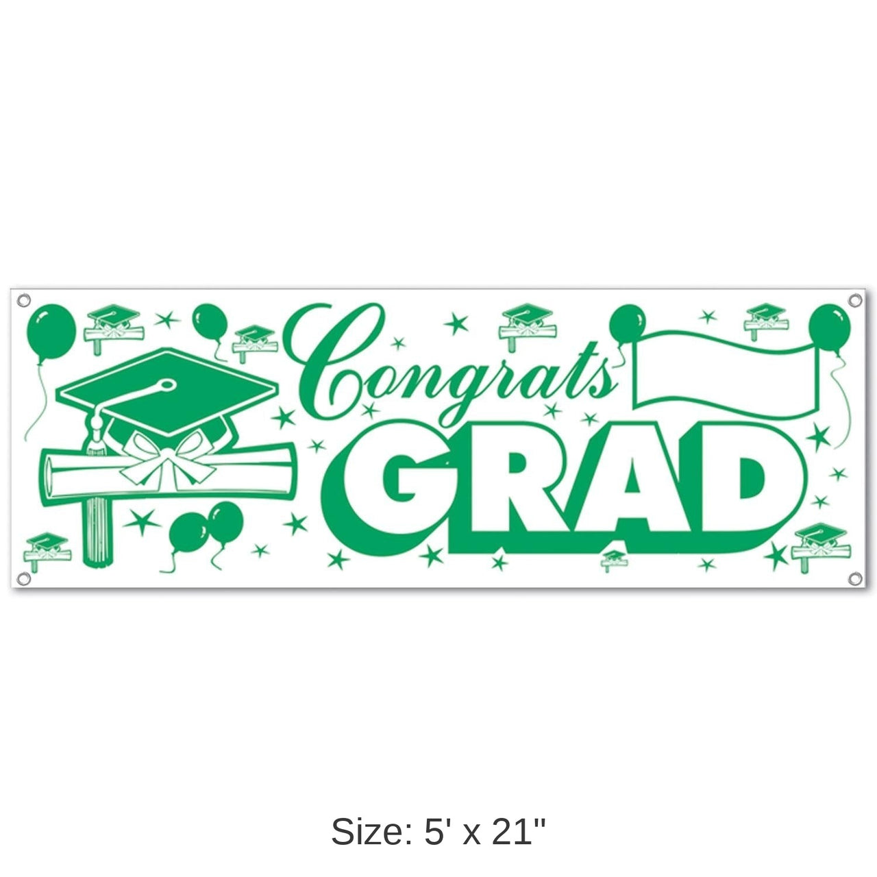12 Pack Bulk Congrats Grad Graduation Party Sign Banner - green/white