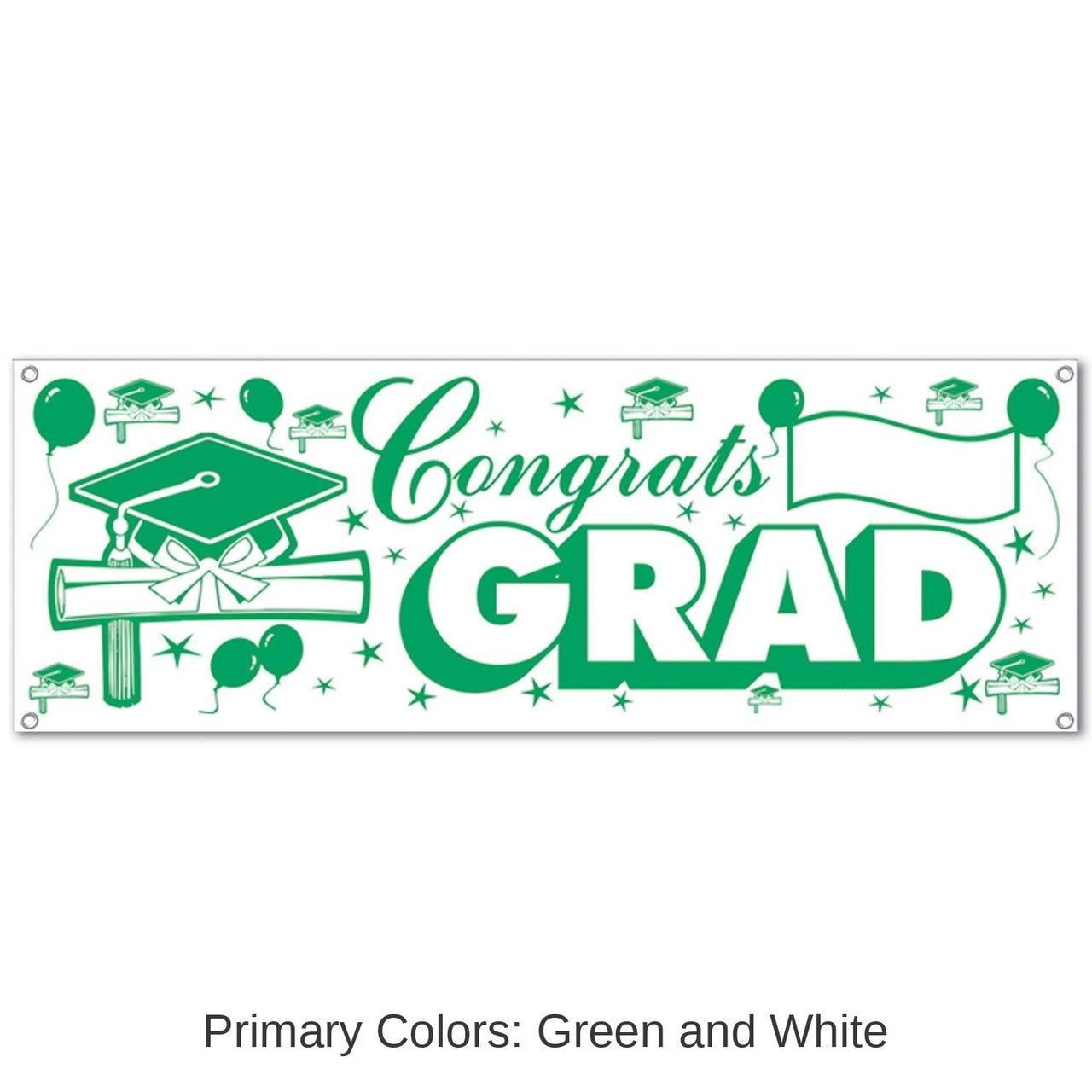 12 Pack Bulk Congrats Grad Graduation Party Sign Banner - green/white