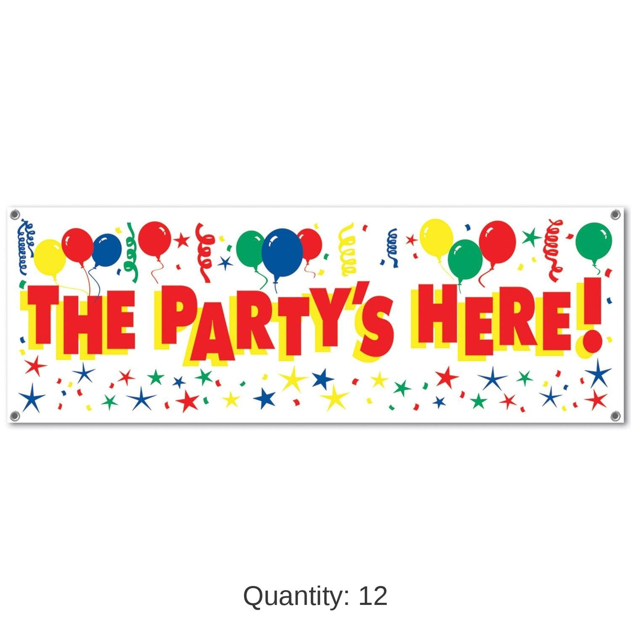 12 Pack Bulk The Party's Here! Party Sign Banner