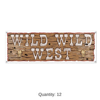 12 Pack Bulk Wild Wild West Party Sign Banner