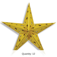 12 Pack Bulk 24 Inch Dimensional Foil Party Star - gold