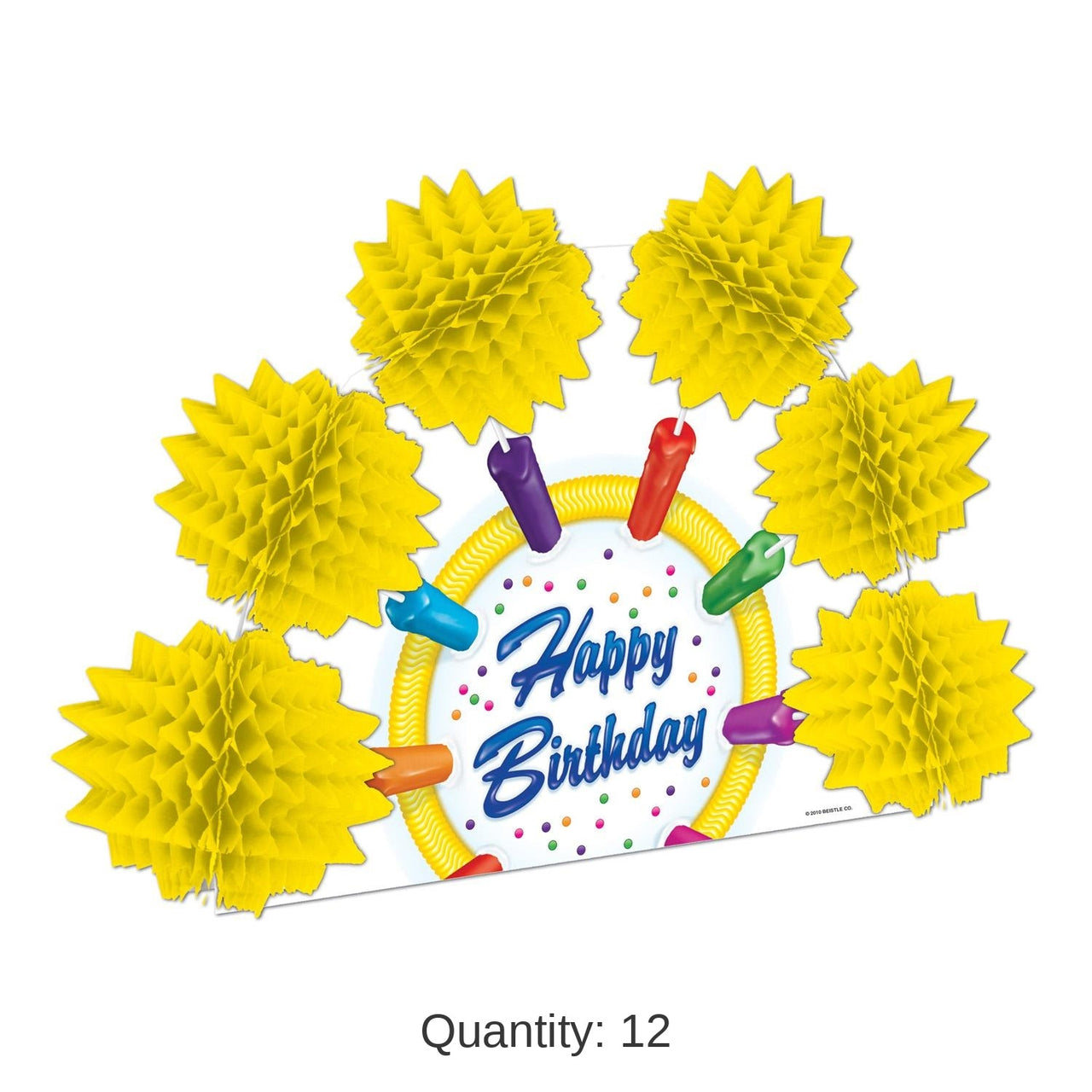 12 Pack Bulk Happy Birthday Party 2-Sided Centerpiece