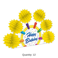 12 Pack Bulk Happy Birthday Party 2-Sided Centerpiece