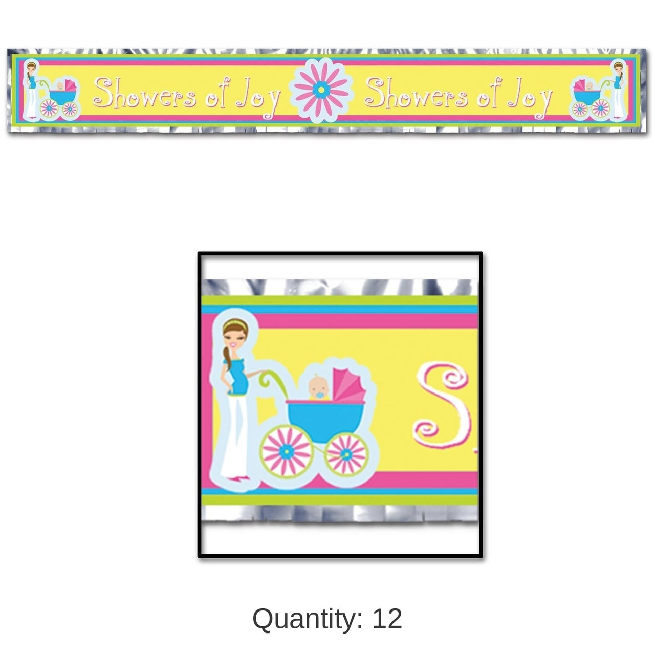 12 Pack Bulk Metallic Showers Of Joy Fringe Banner