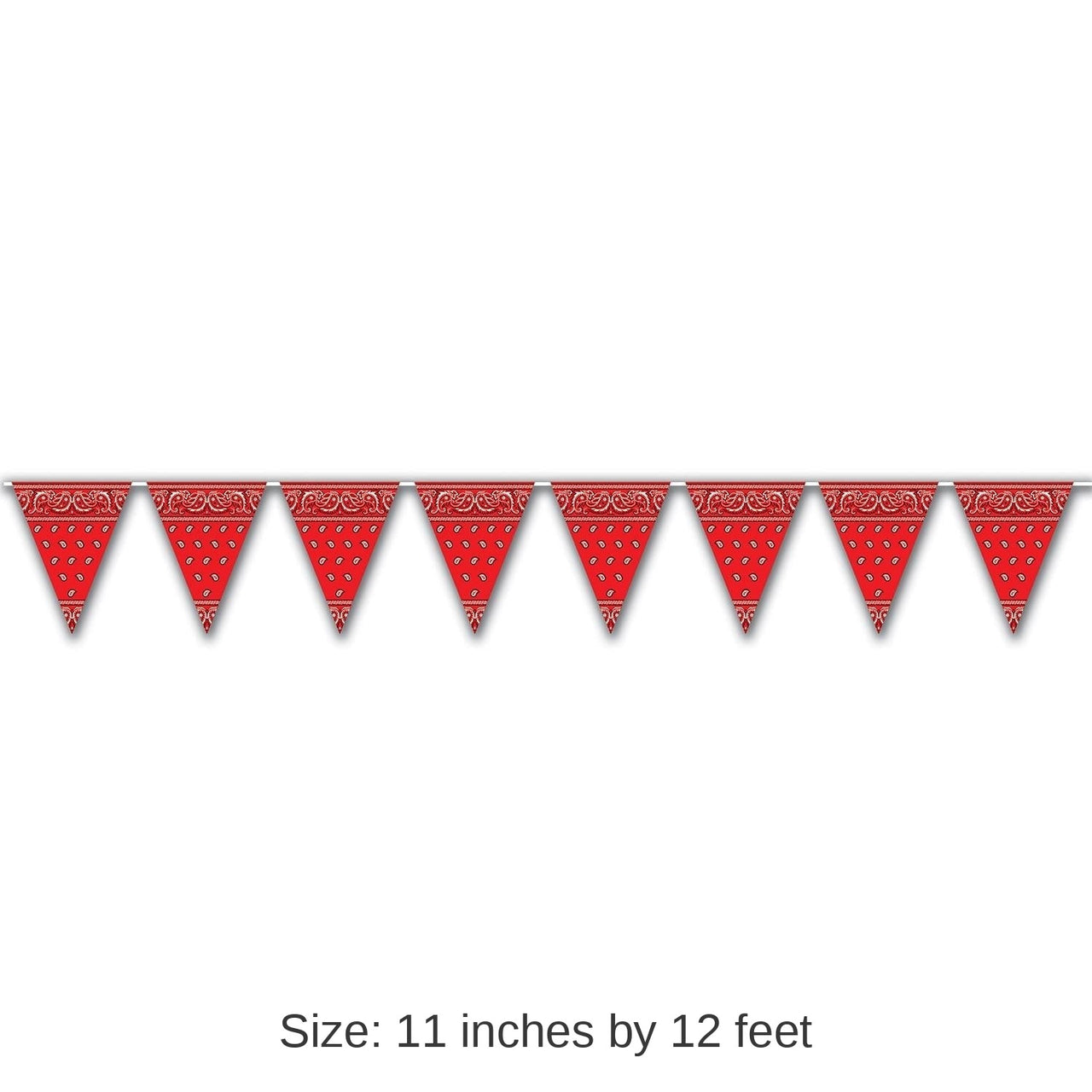 12 Pack Bulk Red Bandana Party Pennant Banner