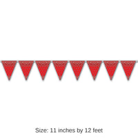 12 Pack Bulk Red Bandana Party Pennant Banner