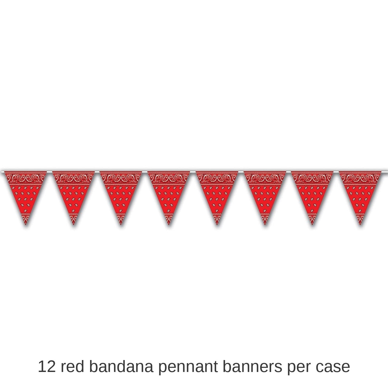 12 Pack Bulk Red Bandana Party Pennant Banner