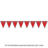 12 Pack Bulk Red Bandana Party Pennant Banner