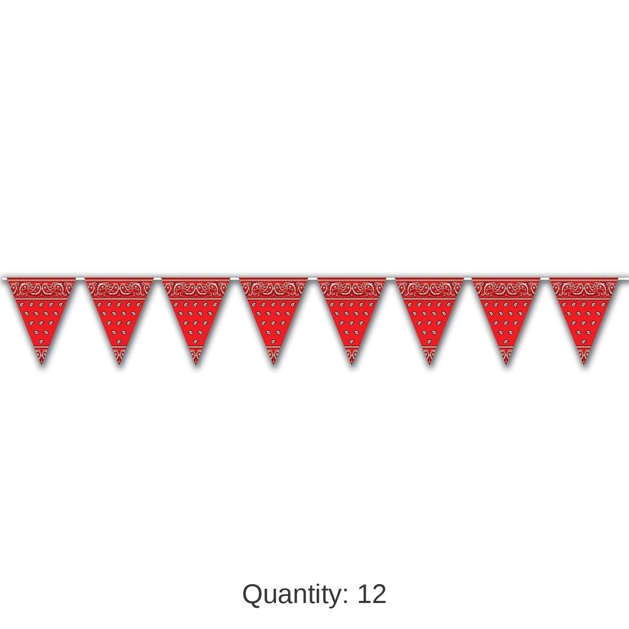 12 Pack Bulk Red Bandana Party Pennant Banner