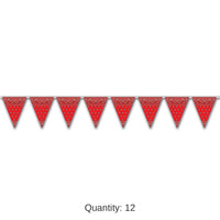 12 Pack Bulk Red Bandana Party Pennant Banner