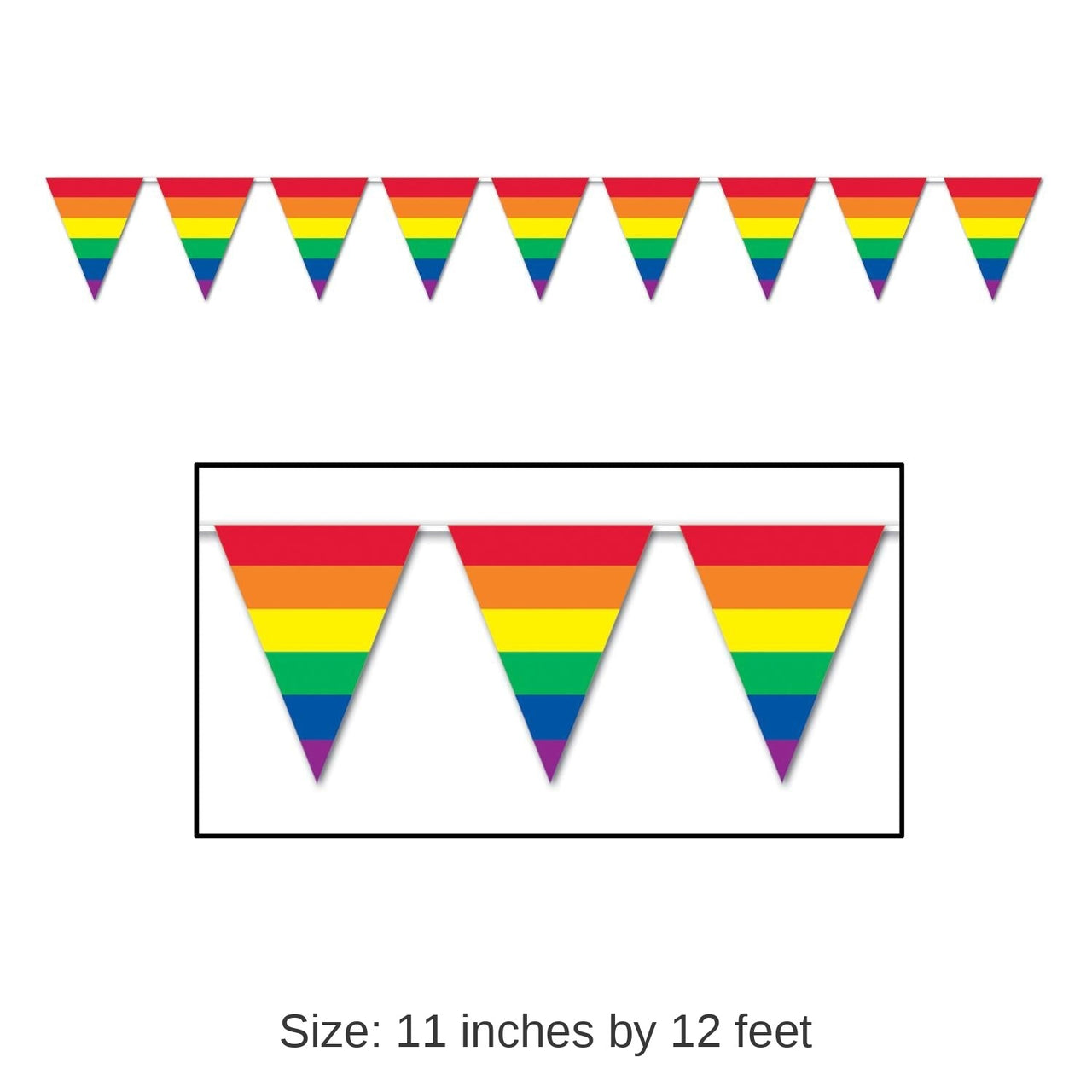 12 Pack Bulk 12 ft. Rainbow Stripes Party Pennant Banner
