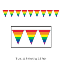 12 Pack Bulk 12 ft. Rainbow Stripes Party Pennant Banner