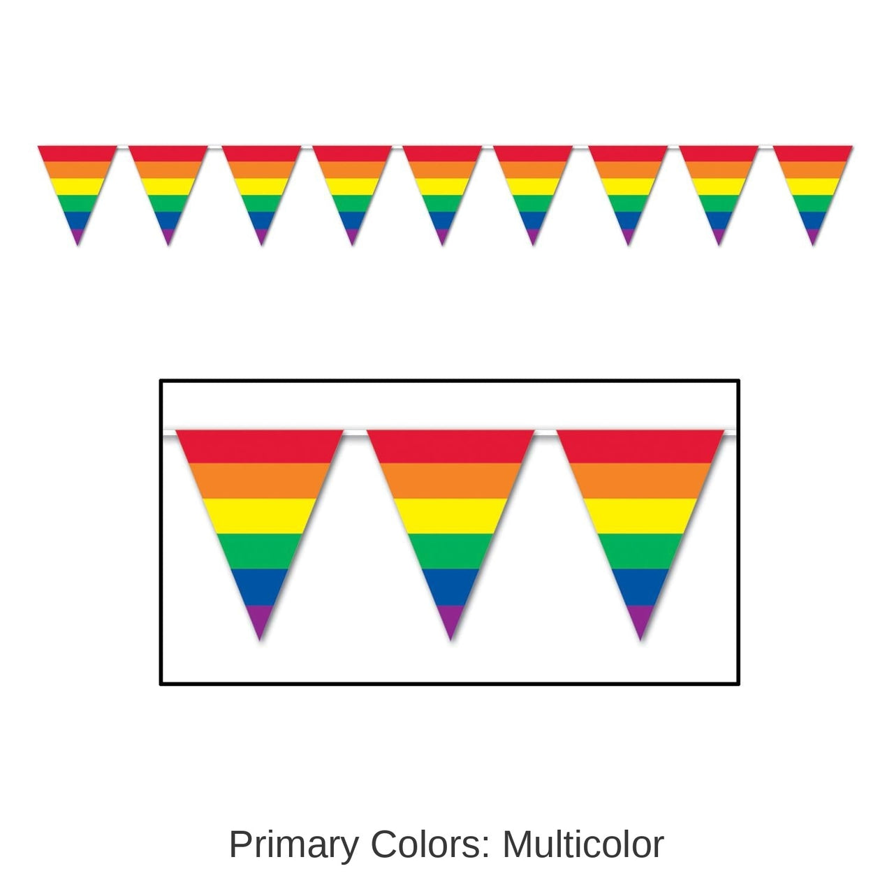 12 Pack Bulk 12 ft. Rainbow Stripes Party Pennant Banner