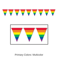 12 Pack Bulk 12 ft. Rainbow Stripes Party Pennant Banner