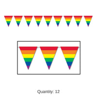 12 Pack Bulk 12 ft. Rainbow Stripes Party Pennant Banner