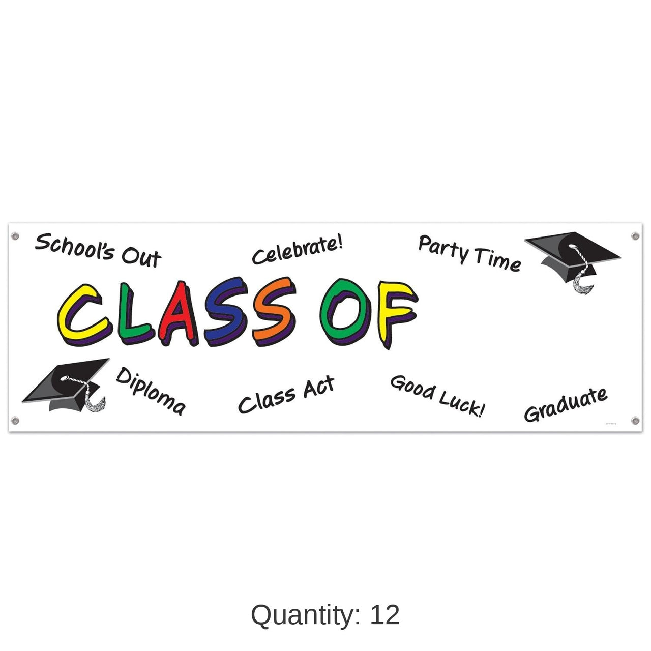 12 Pack Bulk Class Of Year Graduation Party Sign Banner