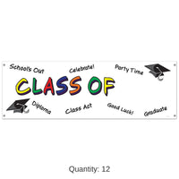 12 Pack Bulk Class Of Year Graduation Party Sign Banner