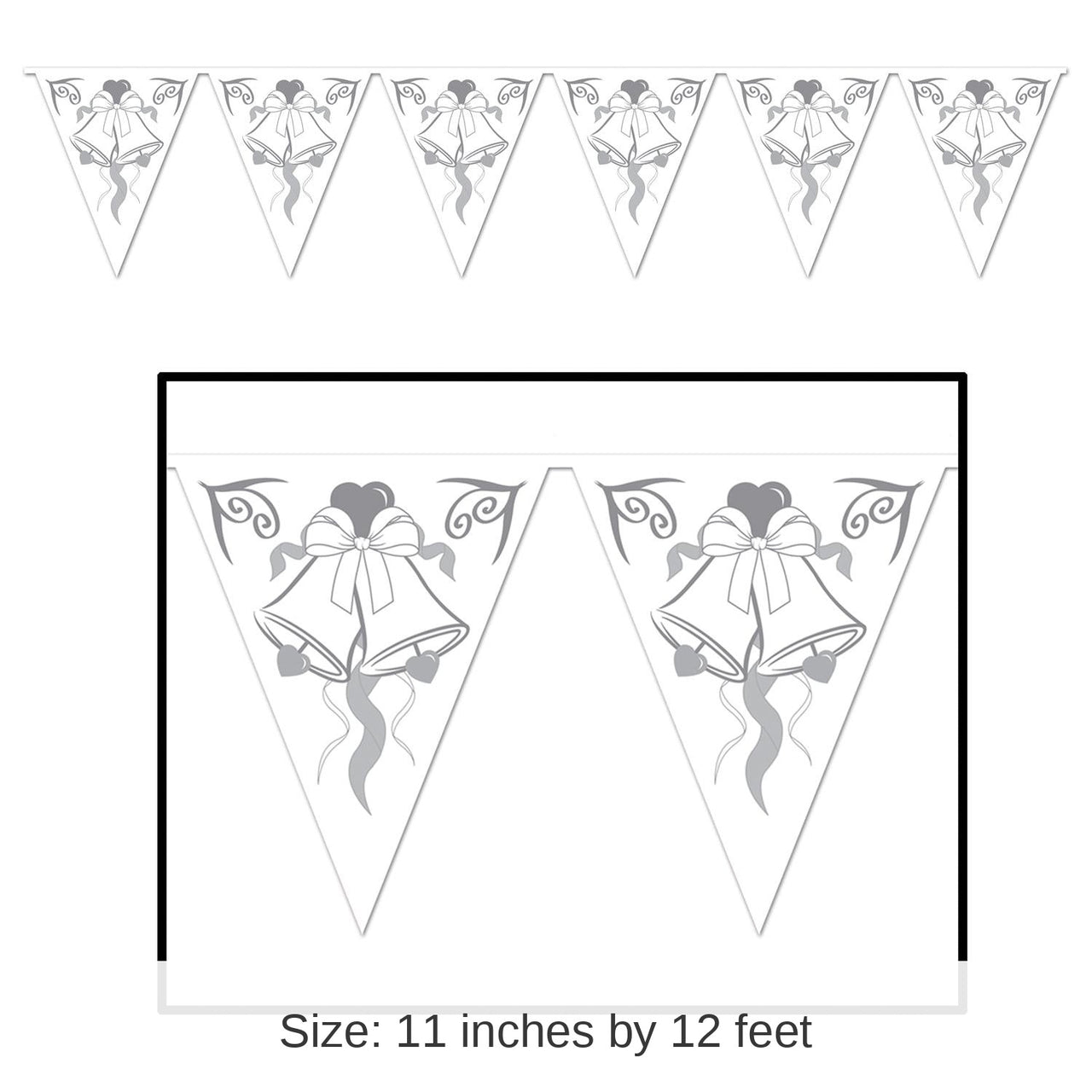 12 Pack Bulk Wedding Bells Pennant Banner