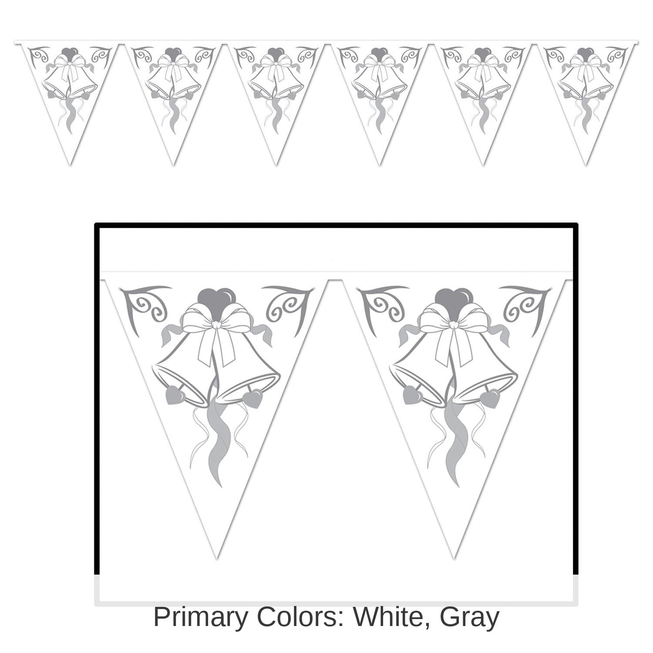 12 Pack Bulk Wedding Bells Pennant Banner