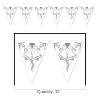 12 Pack Bulk Wedding Bells Pennant Banner