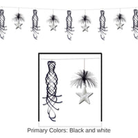12 Pack Bulk Star Shimmer Party Garland - black/silver